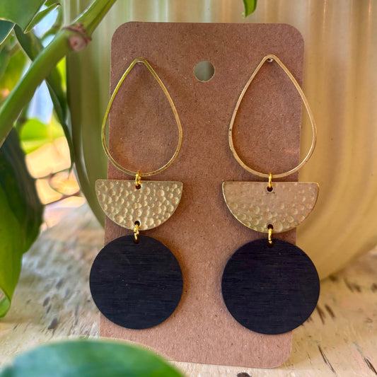Brass/Oxidized Brass Earrings - #7