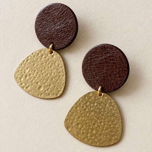 Sienna - Leather & Brass Earrings