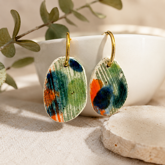 Oversized Porcelain Hoop Earrings - #9