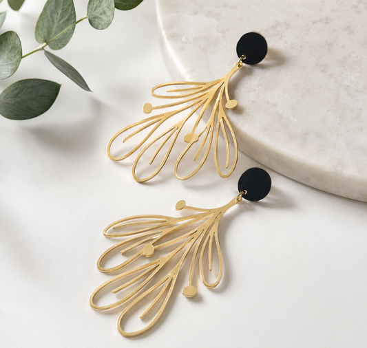 Brass Earrings - Floral#2