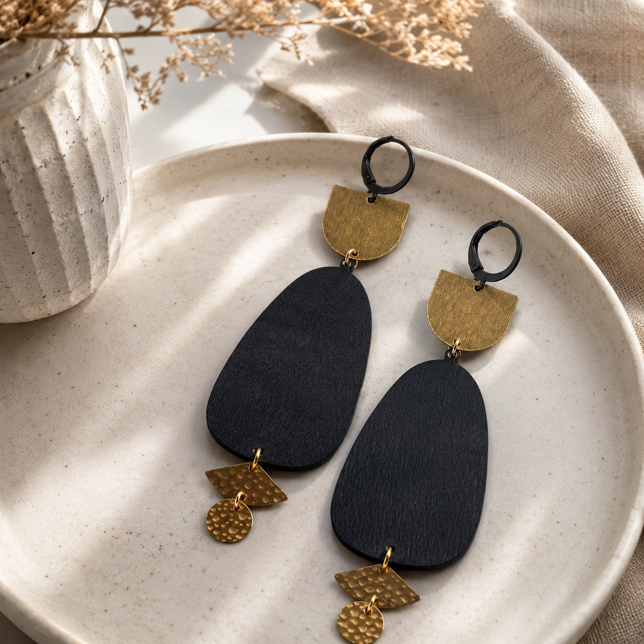 Brass/Oxidized Brass Earrings #11