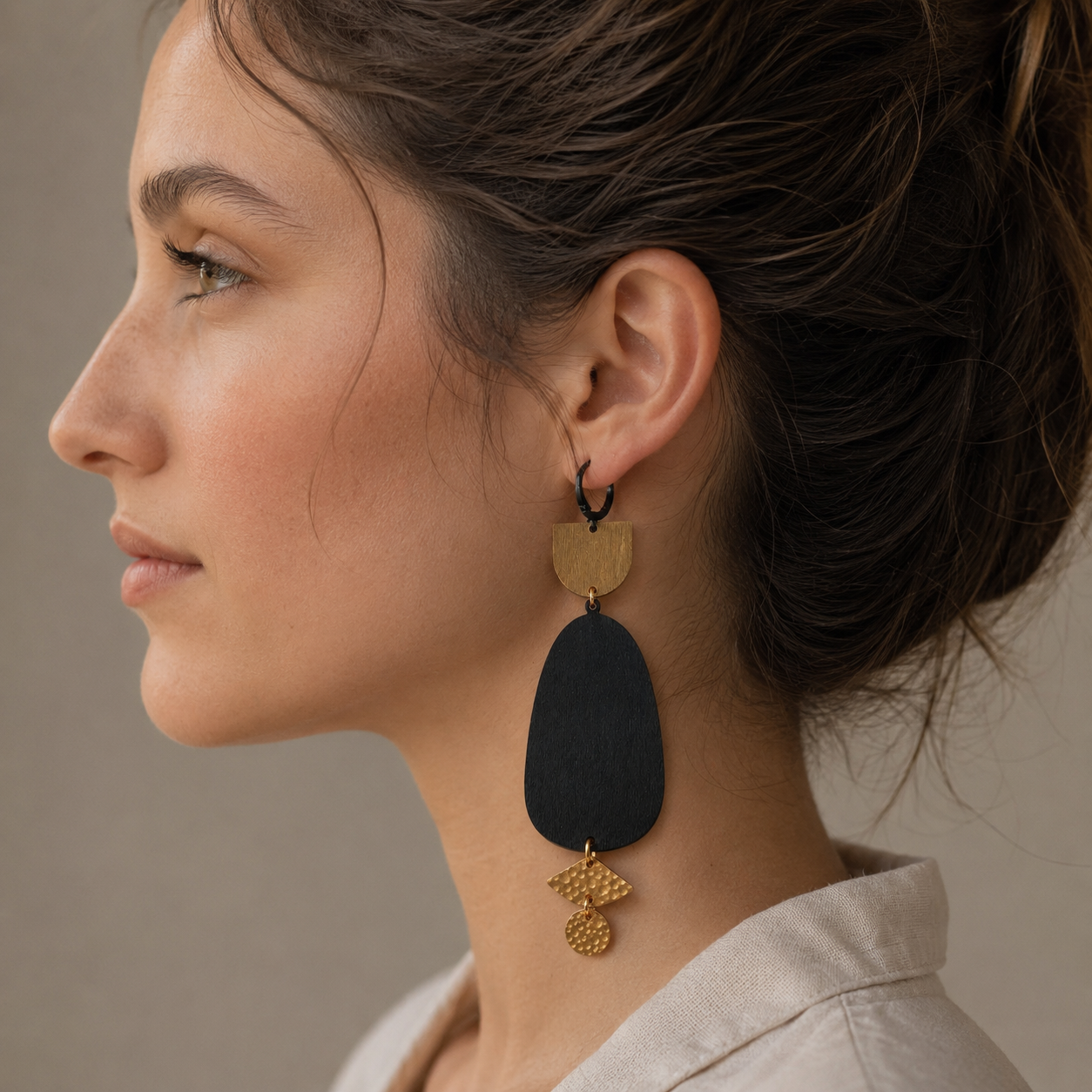 Brass/Oxidized Brass Earrings #11