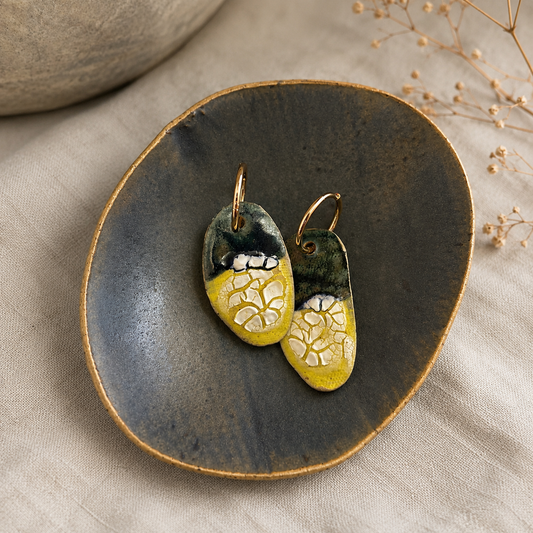 Oversized Porcelain Hoop Earrings -#1 - Dual Finish