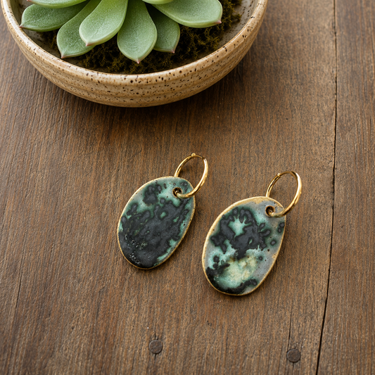 Oversized Porcelain Hoop Earrings -#2 - Dual Finish