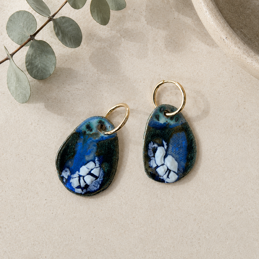 Oversized Porcelain Hoop Earrings -#3 - Dual Finish