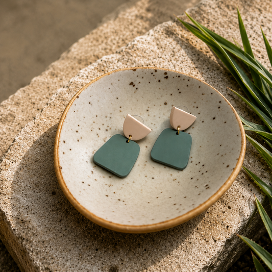 Acrylic Earrings - Sage/Cream