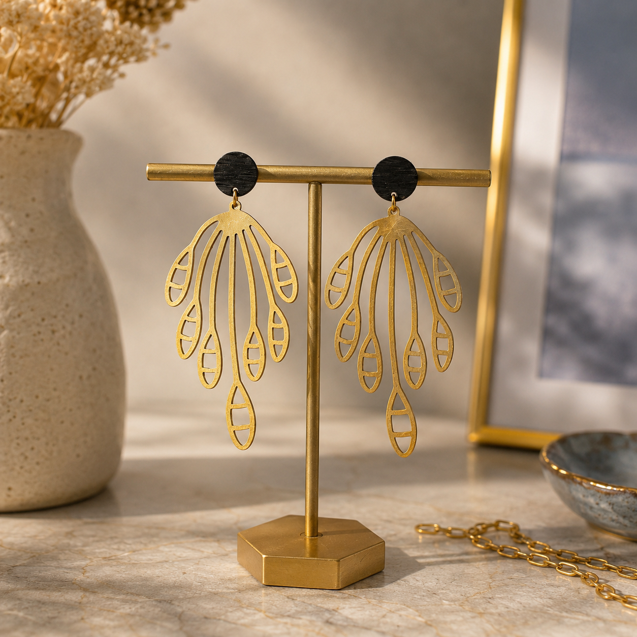 Brass Earrings - Floral#1