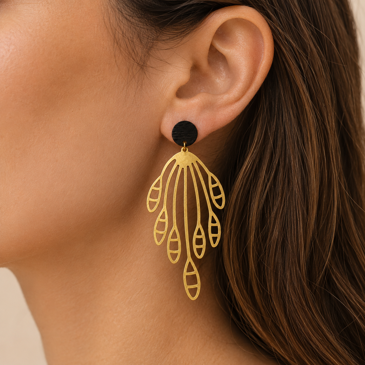 Brass Earrings - Floral#1