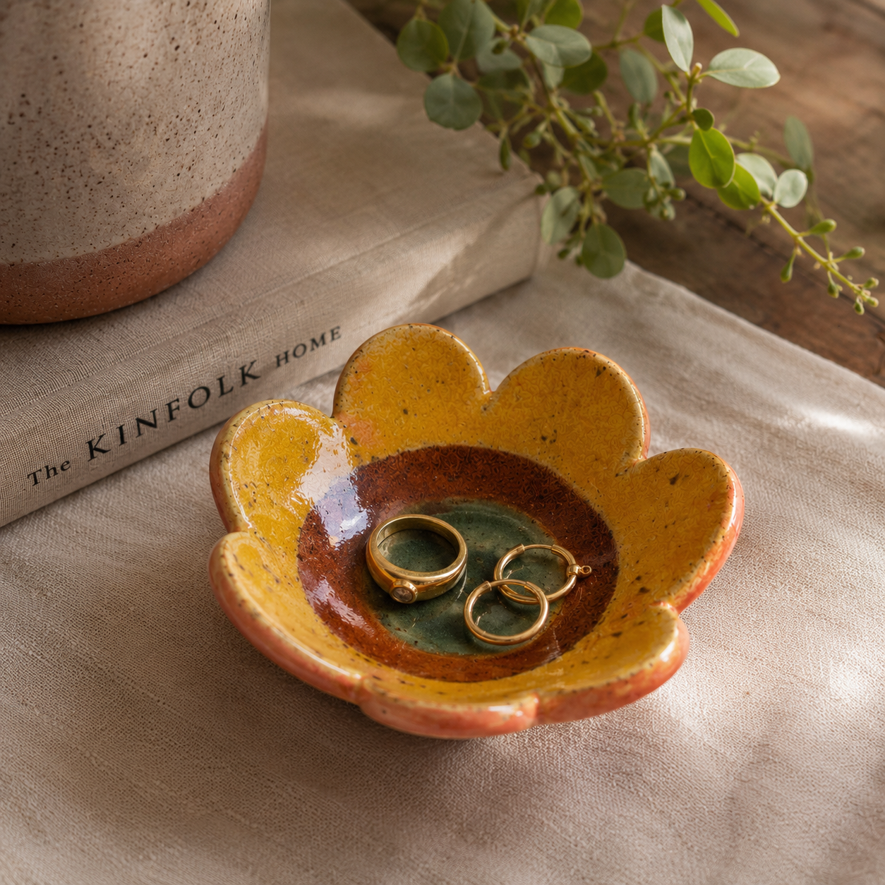 Floral Tealight Dish - Saffron