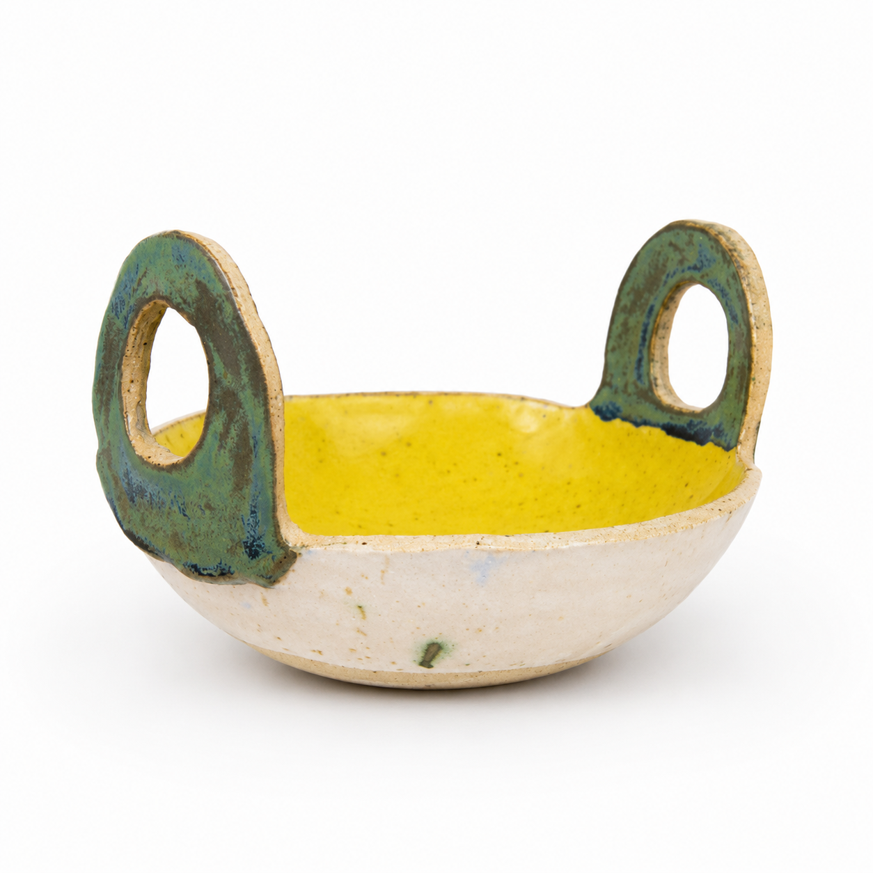 Yellow Stoneware Bowl with Handles