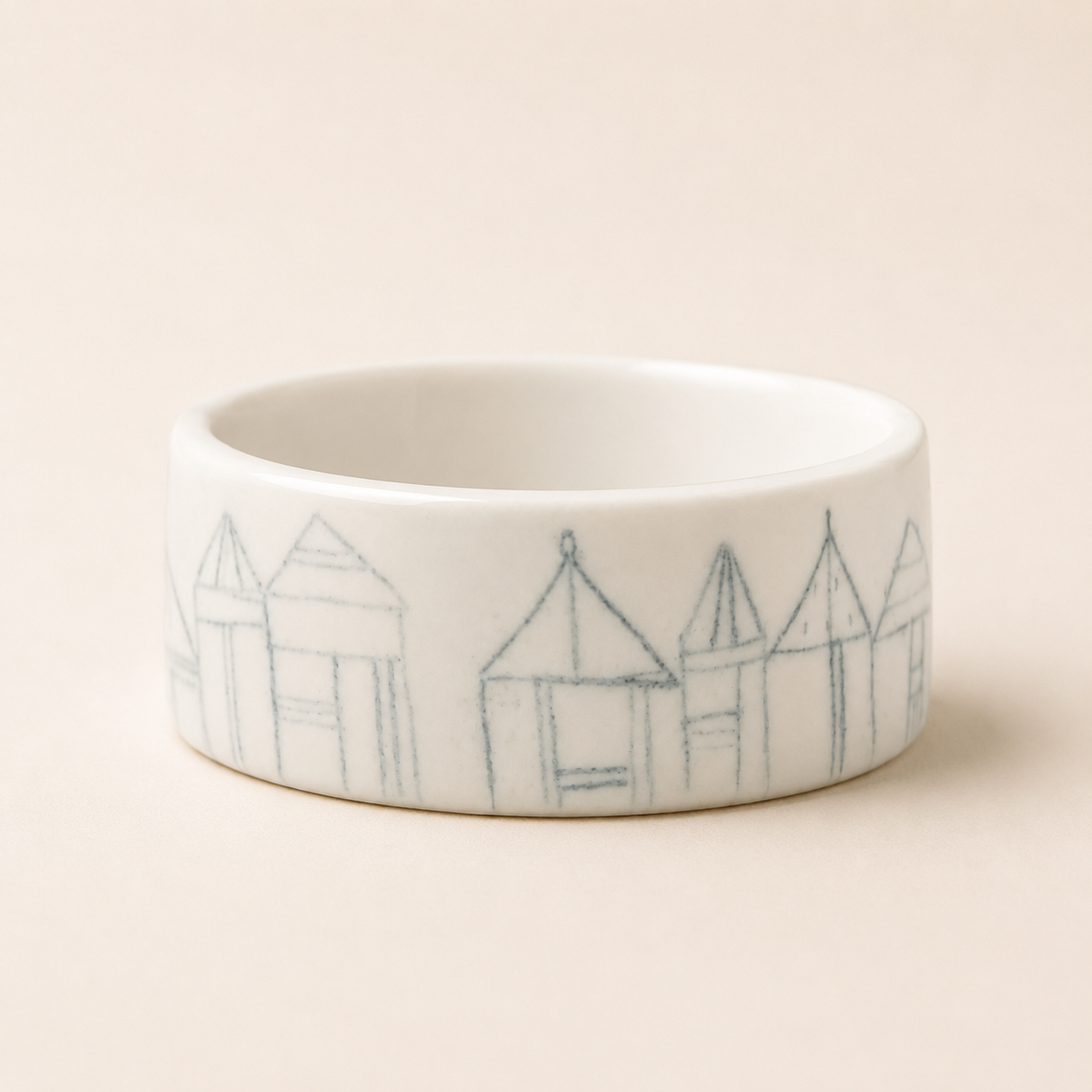Hand Painted Porcelain Bangle - Houses
