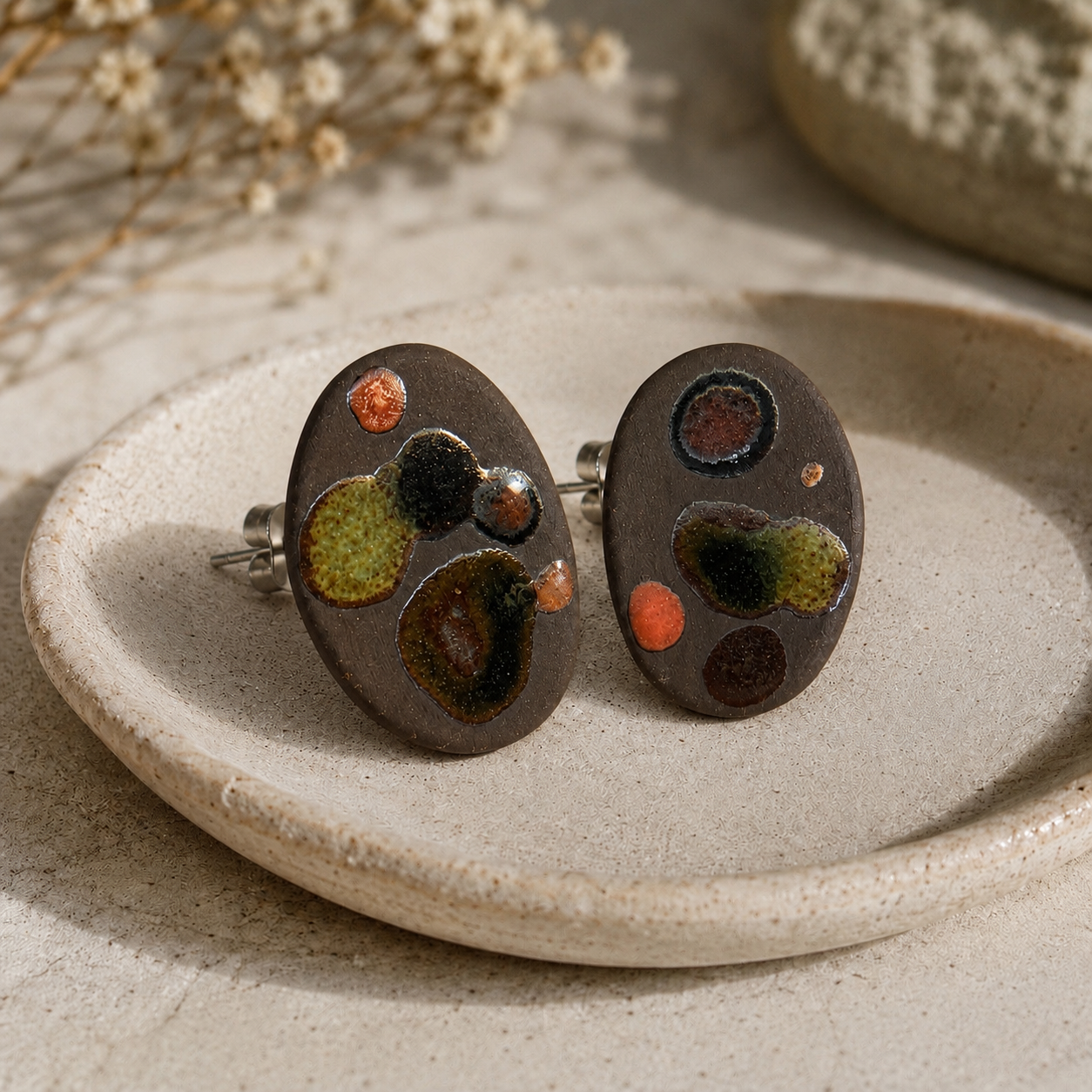 Black Clay Studs #2