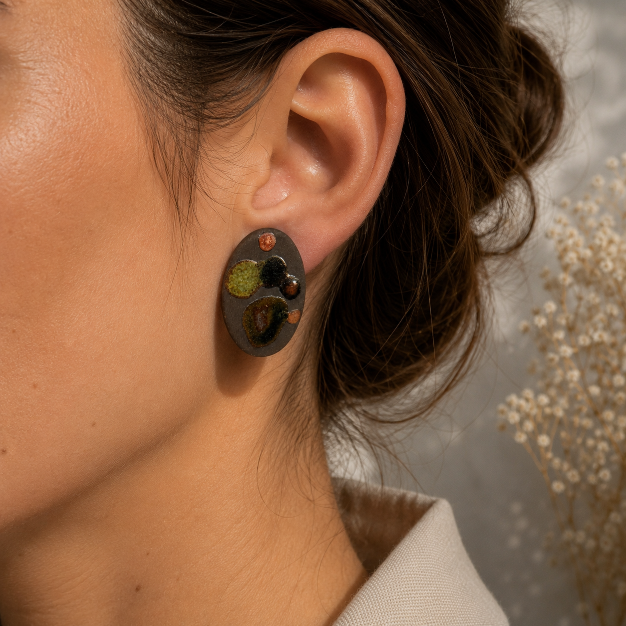 Black Clay Studs #2