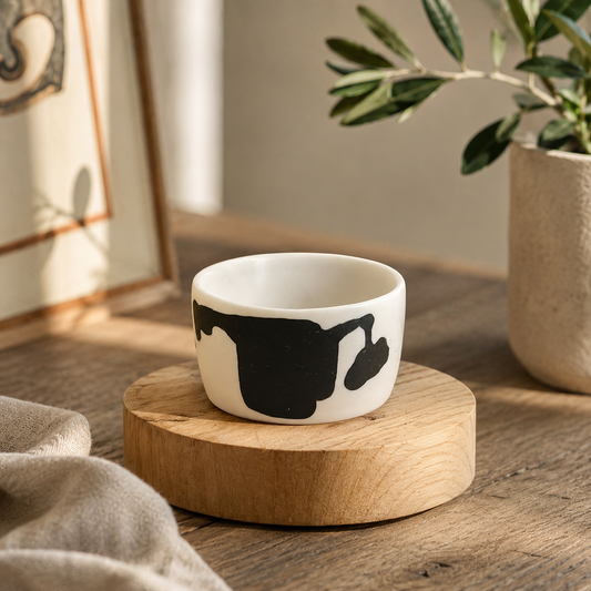 Hand Painted Porcelain Bangle - White/Black