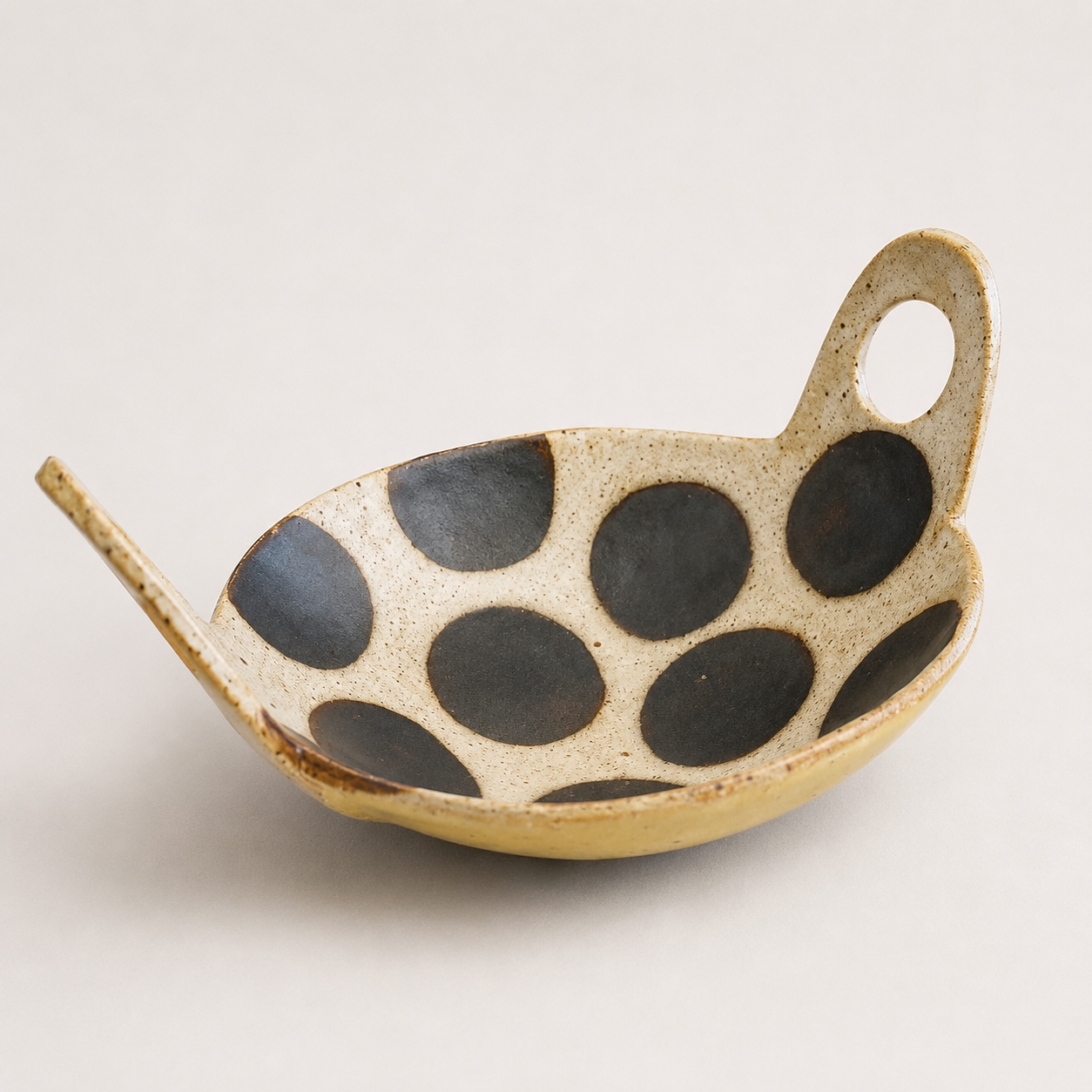 Polka Dot Stoneware Bowl with Handles