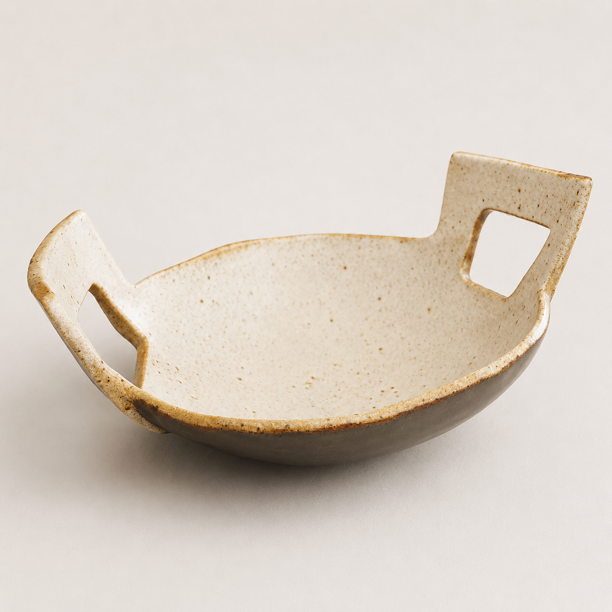 Square Handle Stoneware Bowl