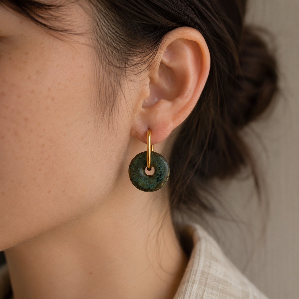 Verdigris Disc Hoop Earrings