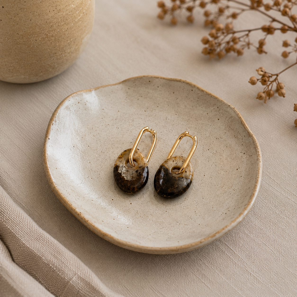 Moss & Stone Disc Hoop Earrings