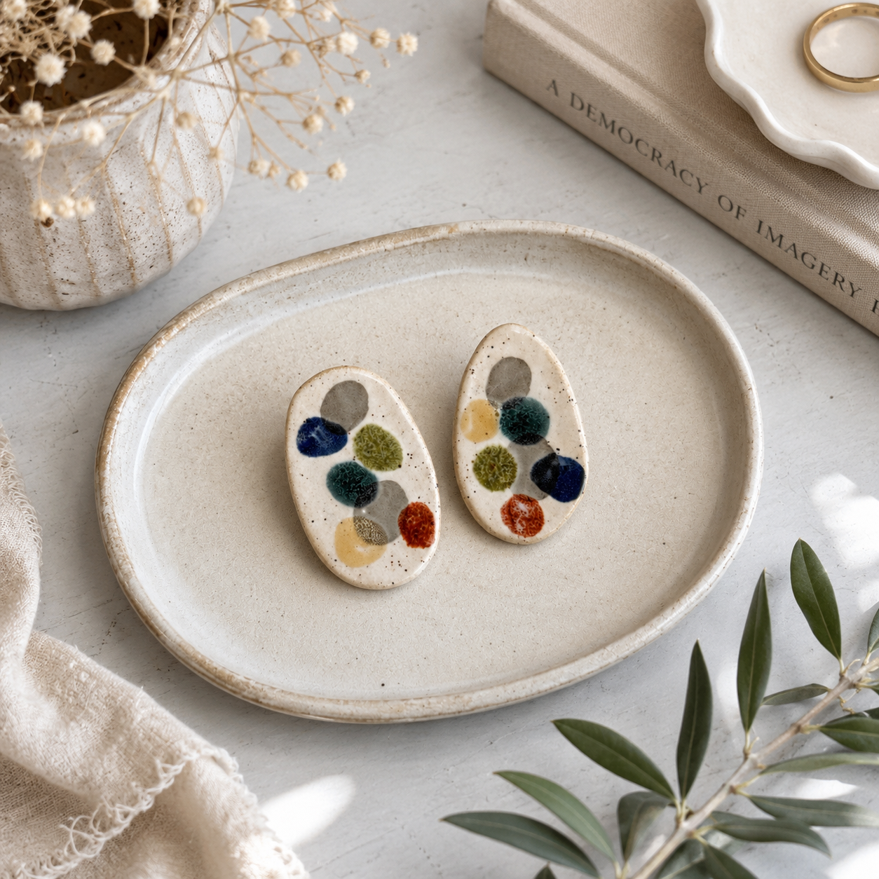 Ceramic Stud Earrings - #4