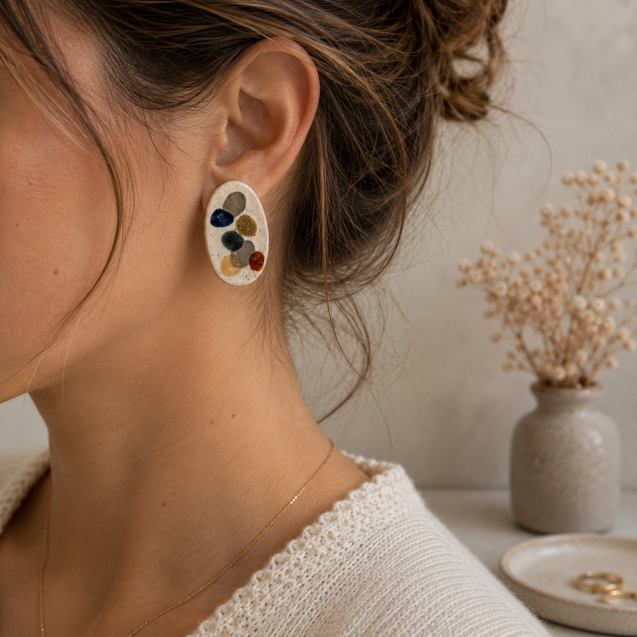 Ceramic Stud Earrings - #4