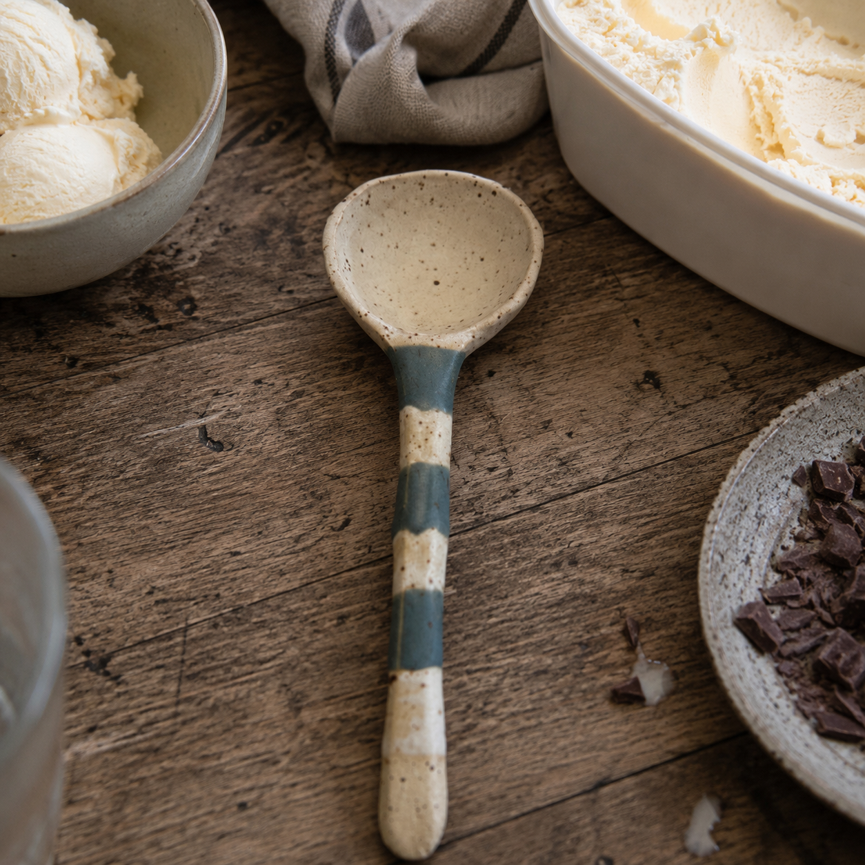 Ceramic Spoon/Ice Cream Scoop - Blue