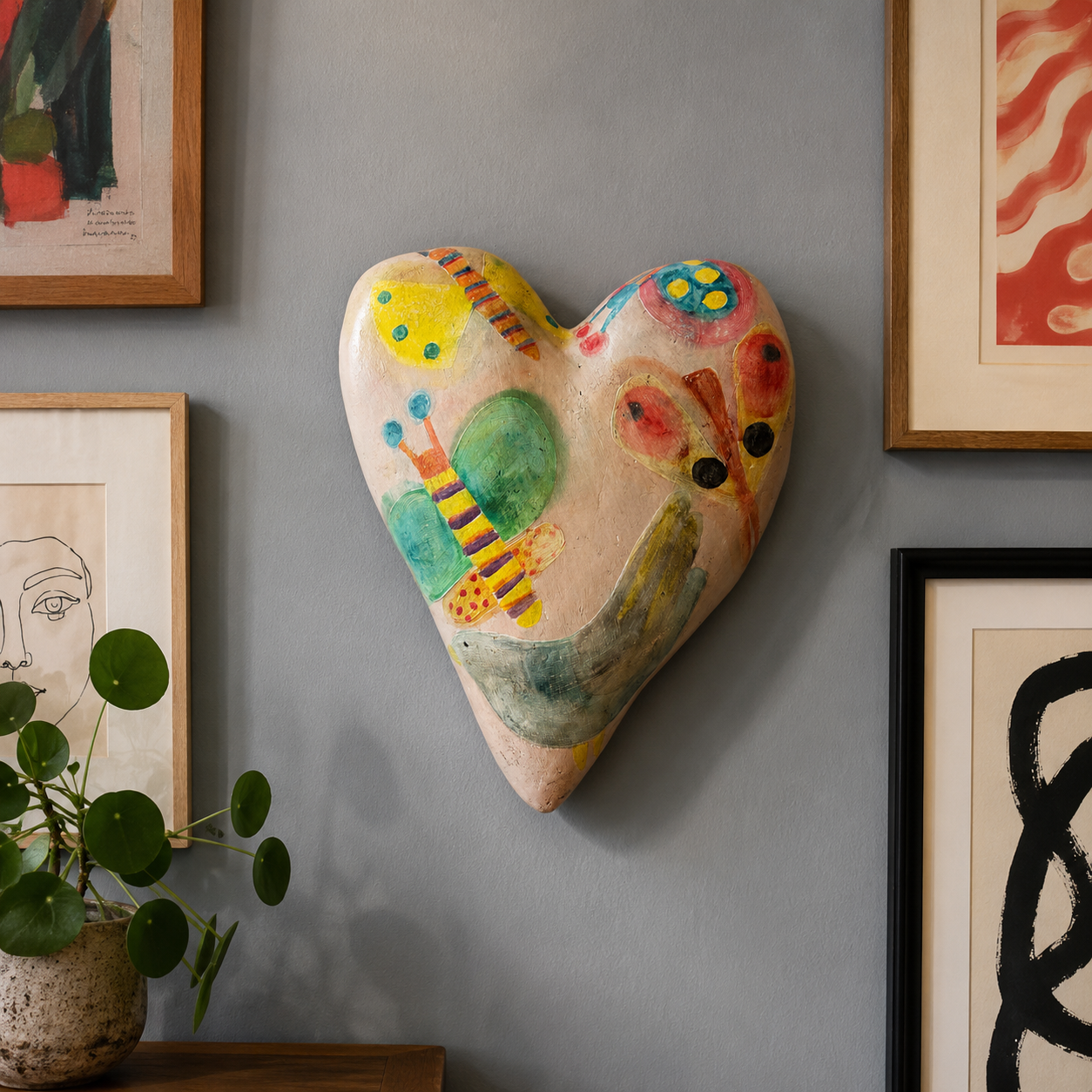 Paper Mache Heart Wall Art
