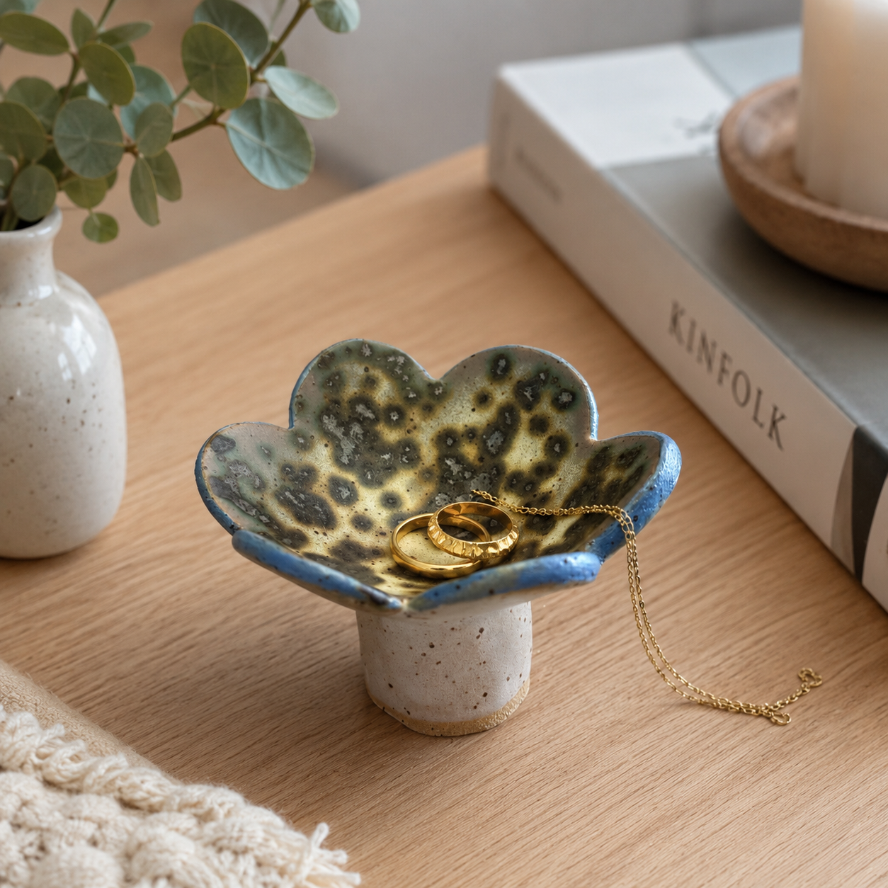 Wildflower Trinket Dish - Moonscape Blue