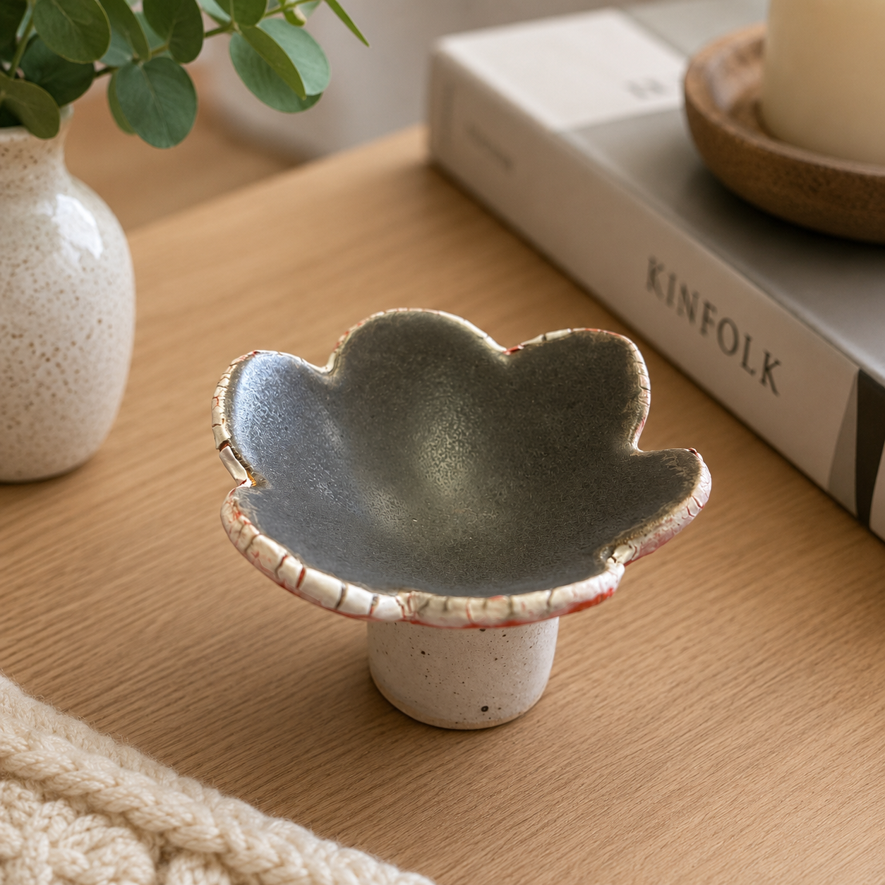 Wildflower Trinket Dish - Charcoal Orange