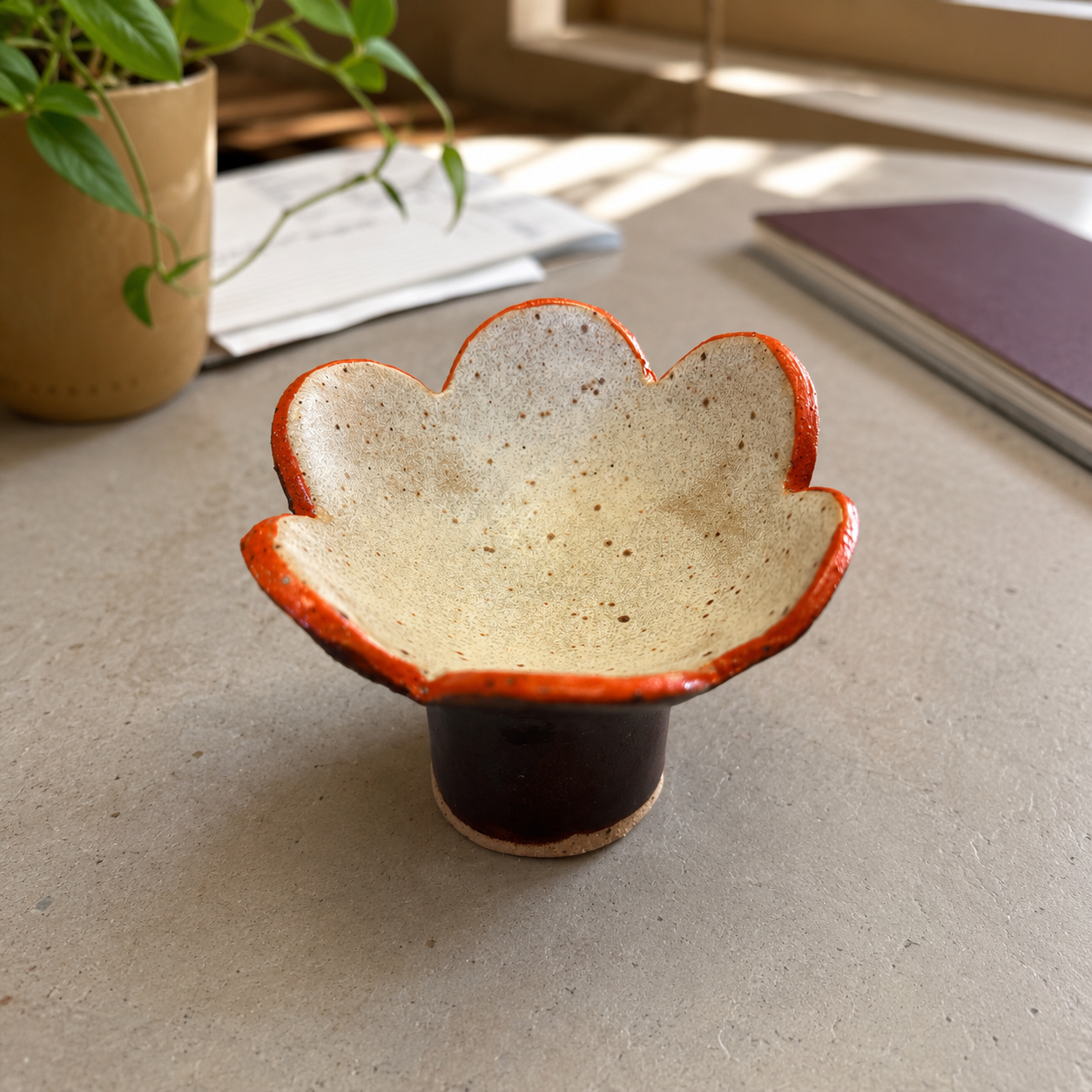 Wildflower Trinket Dish - Alabaster Orange