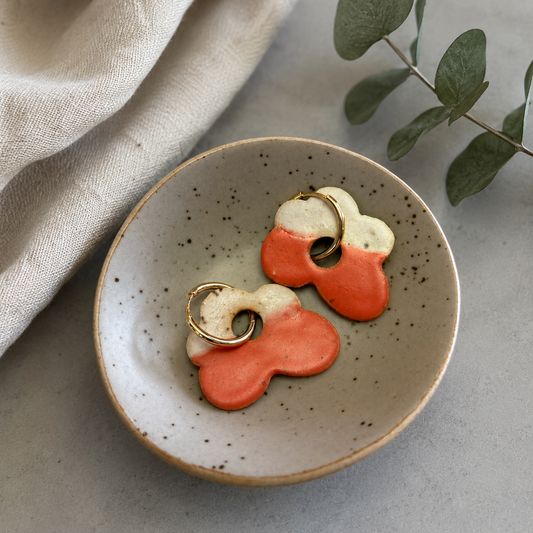 Floral Hoops - Coral/Cream