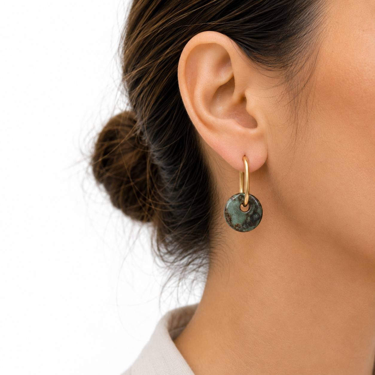 Weathered Jade Hoops