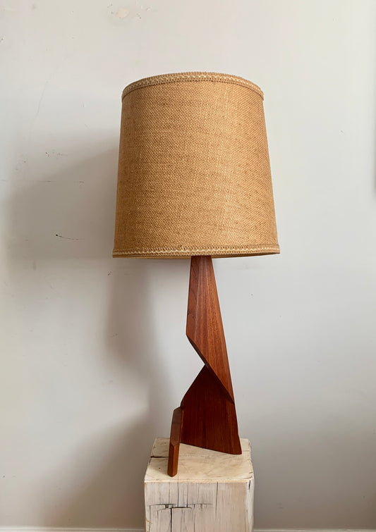 Mid Century Modern Teak Zig-Zag Lamp