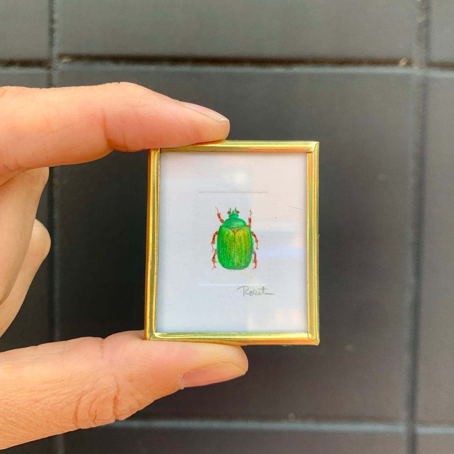 Tiny Wall Art - Green Beetle