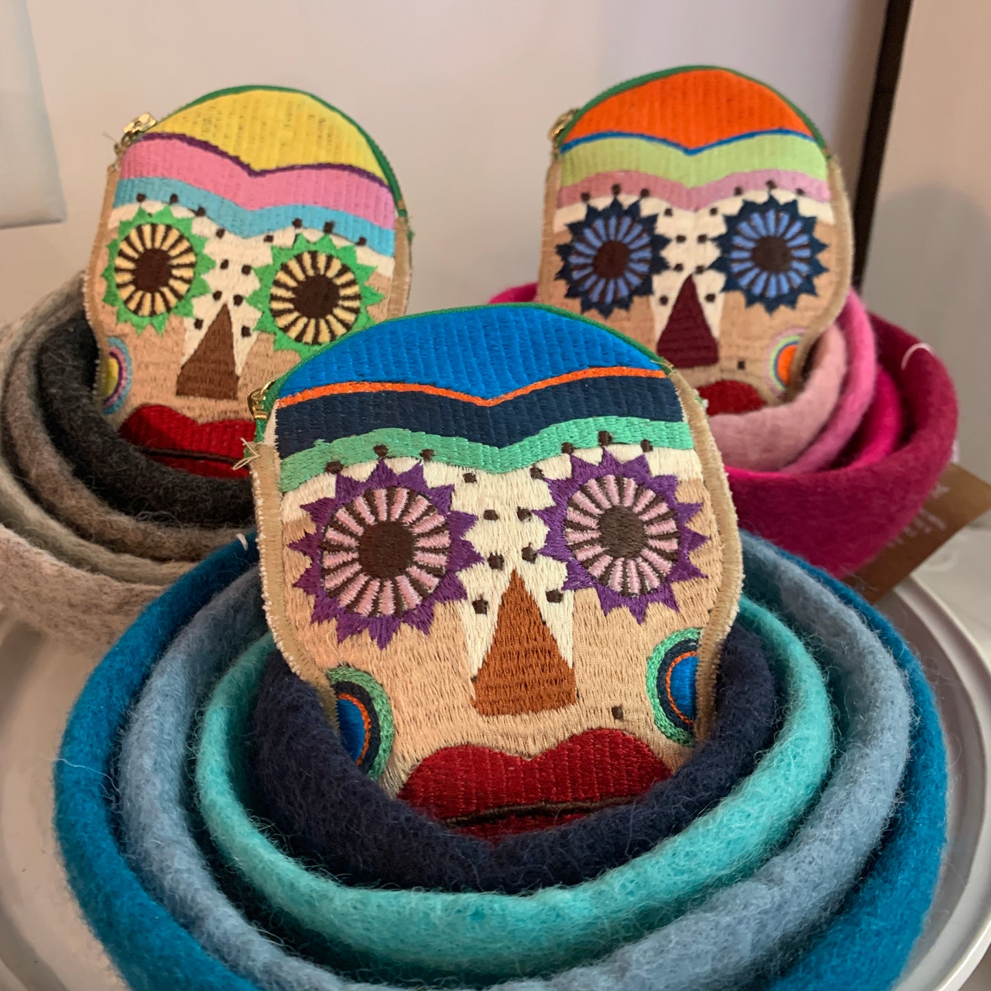 Day of the Dead Coin Purse - Pale Blue