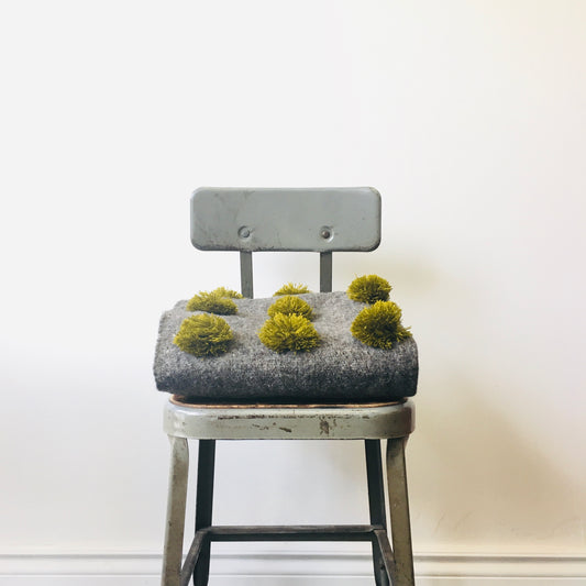 Wool PomPom Throw - Green
