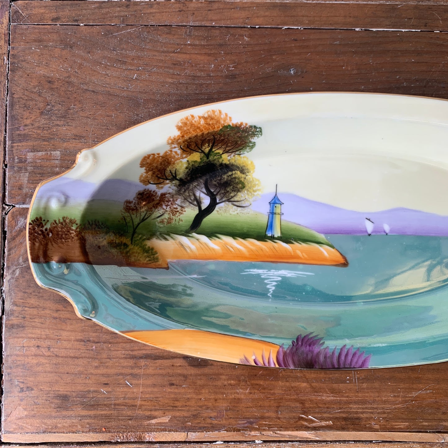 Noritake Hand Painted Lusterware Celery Bowl