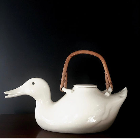 Late 20th century Duck Tea Pot with Bamboo Handle