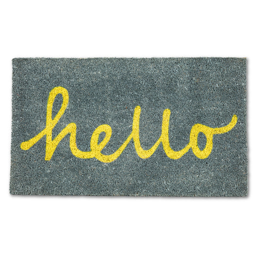 Hello Doormat - Blue/Yellow