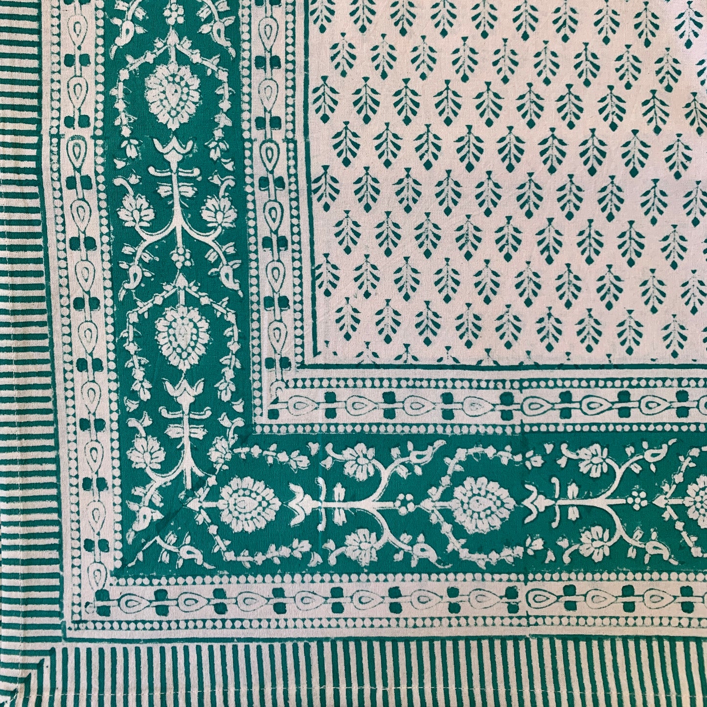 Block Printed Table Cloth - Green