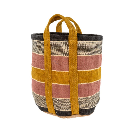 Jute Storage Basket - Pink/Marigold