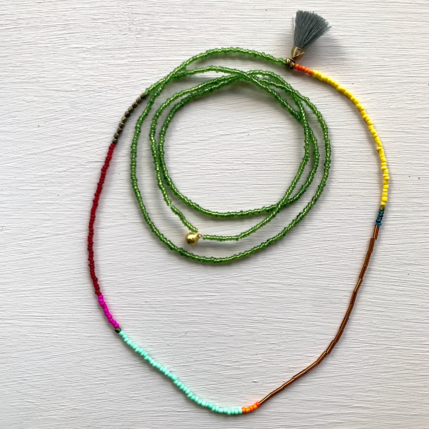 Beaded Multi Coloured  Necklace w. Tassel