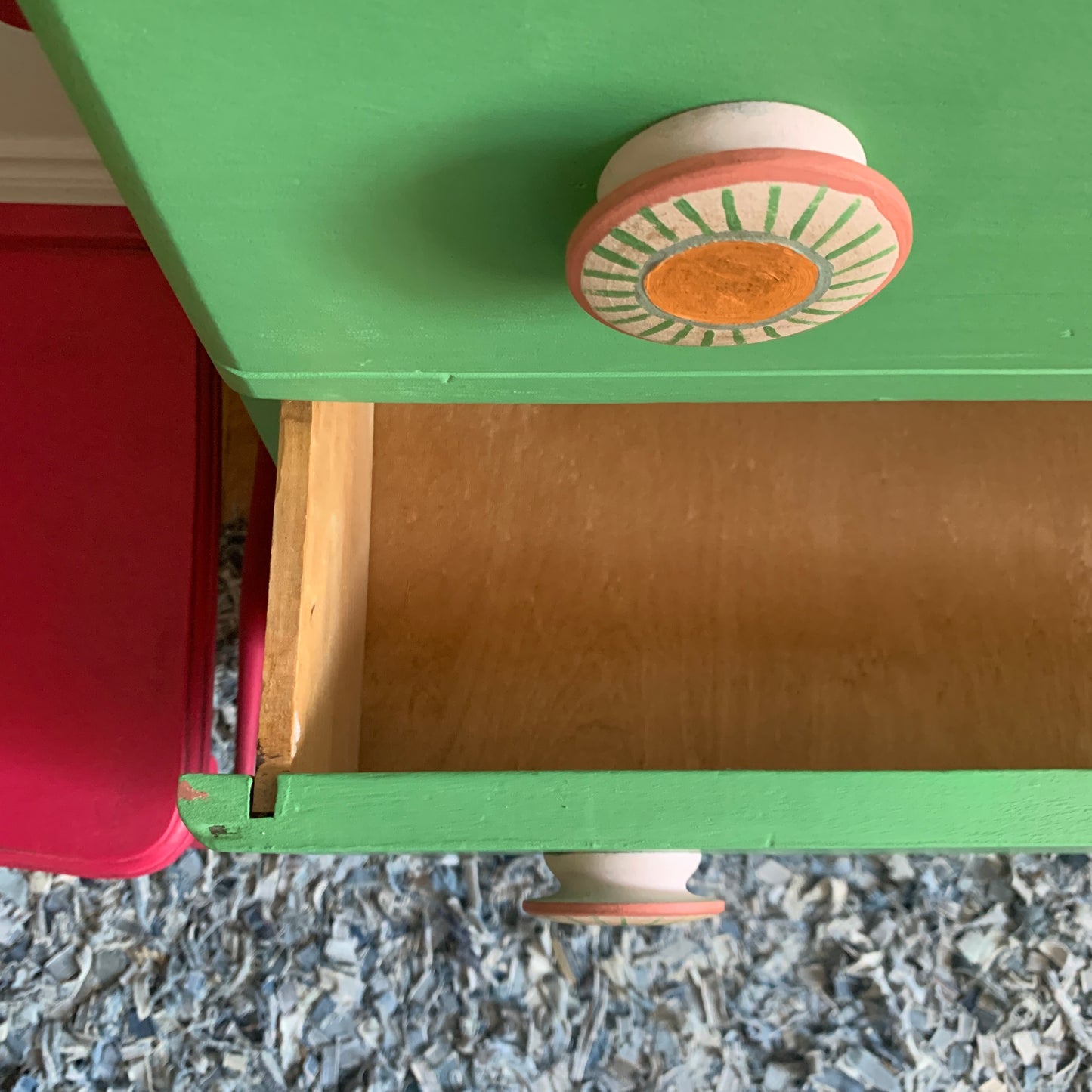 Pink/Green Scalloped Dresser- SOLD